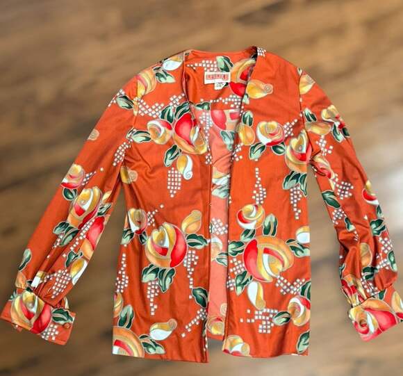 LESLIE J Tops - Vintage LESLIE J open front Long Sleeve Floral Print Blouse - Sz 4-6